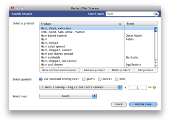 Use your Mac to quickly search for foods to add to your diary.