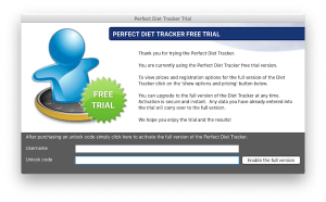 unlock code for perfect diet tracker