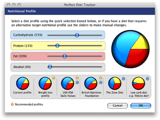 Alcohol in the new nutrtional profile diet tracker screen